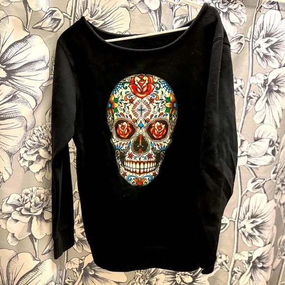 Sweaters - Sugar Skull Scoop Neck Pullover.